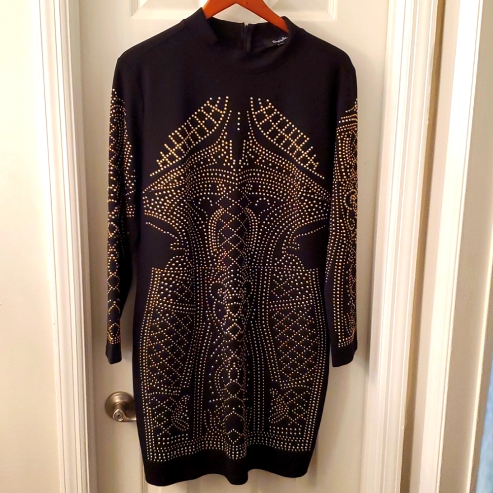 Simply Be Black Bodycon Embellished Dress Size US 14 UK 18